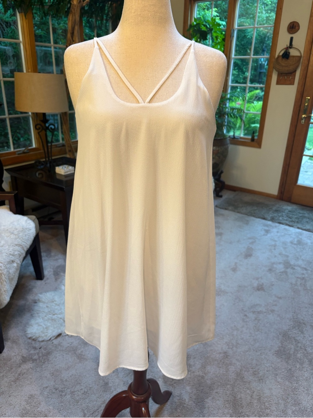 Francesca's Collections White Double-Strap Mini Slip Dress